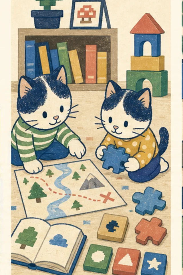 A warm storybook illustration for Geography Games for Kids
