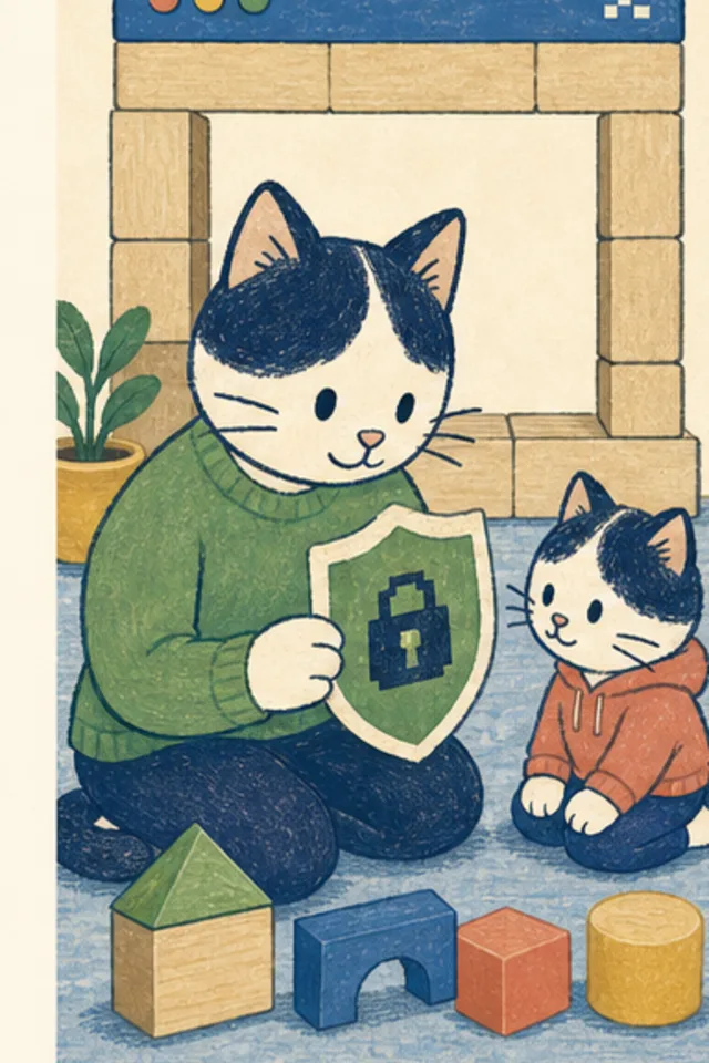 A warm storybook illustration for Online Safety Basics for Kids